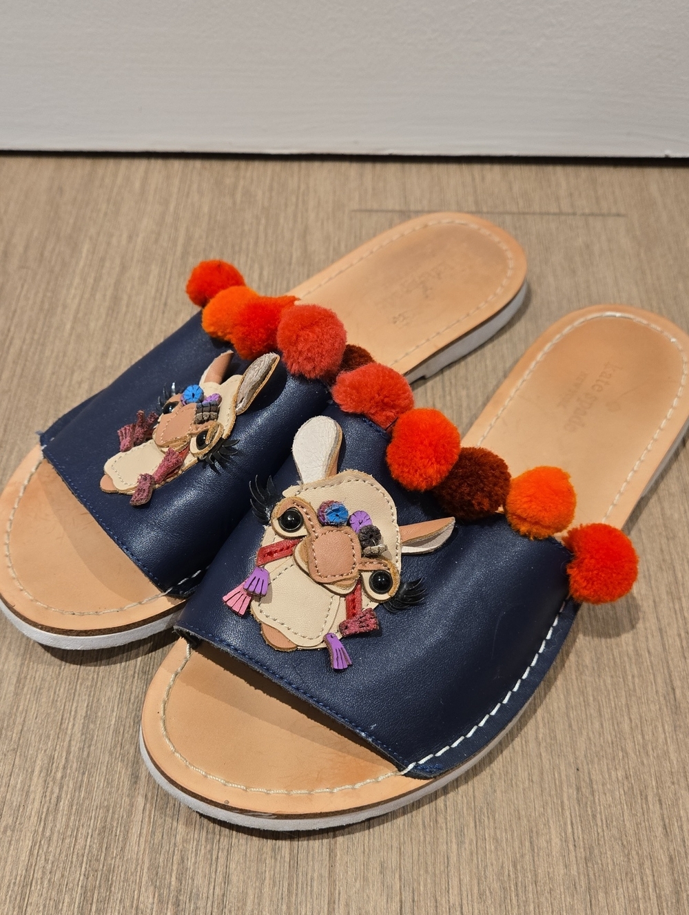 kate spade Camel And Pom-Poms Slides
